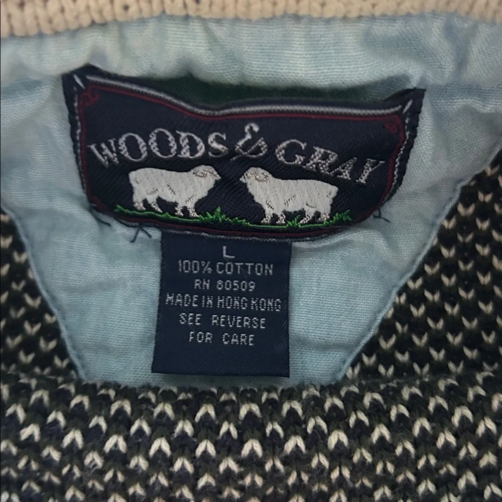 Wool & Gray men’s vintage crewneck cotton plaid knit sweater size large​​ - Picture 5 of 6